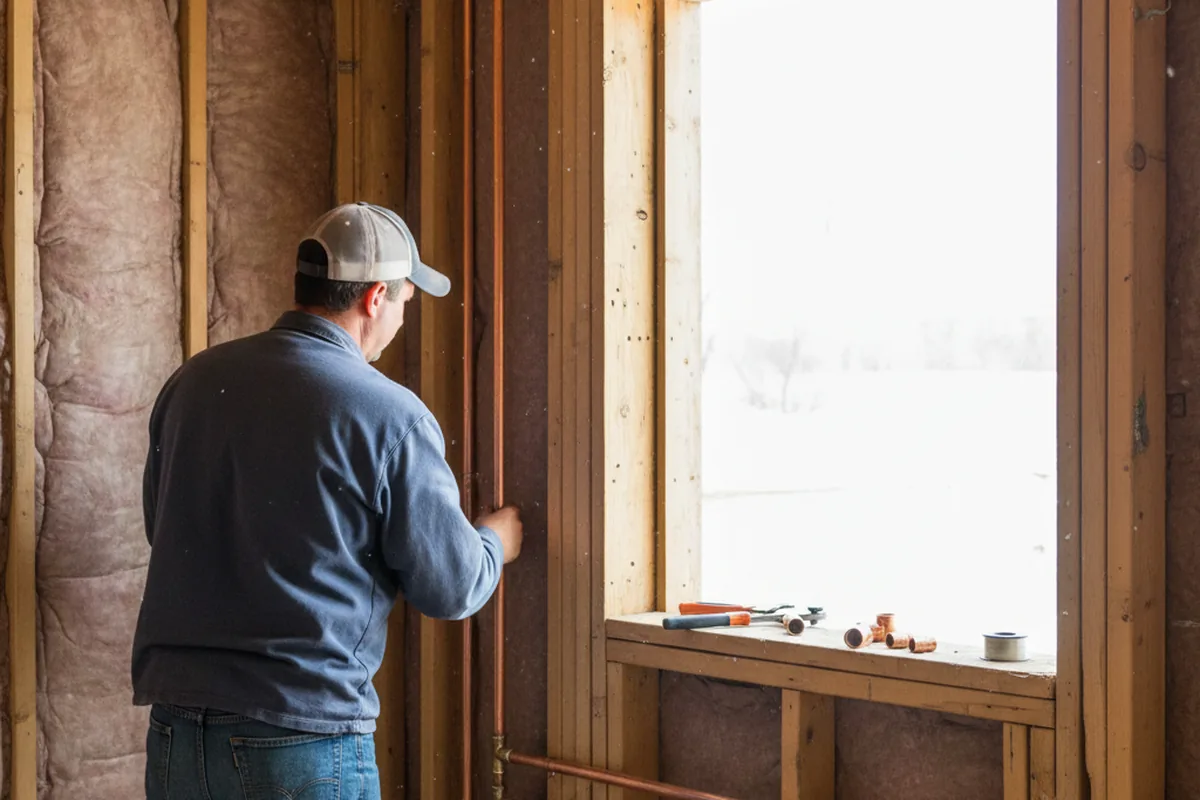 Licensed plumber running new copper supply lines in a Government Camp home